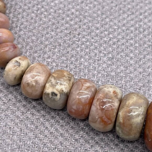 925 Sterling Silver Graduated Jasper Bead Necklace 17 Inch - Picture 7 of 8